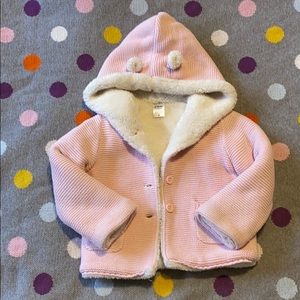 Sweater hoodie with faux fur lining